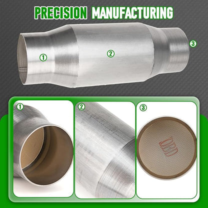 3 Inch Inlet/Outlet Universal High Flow Front Catalytic Converter Direct-Fit(EPA Compliant)
