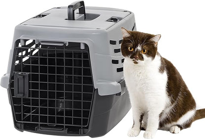 IRIS USA 23" Cat Carrier, Small Pet Carrier Hard, Dog Kennel with 2-Door Front and Top Access, Dog Carrier, up to 18 pounds, BlackGray