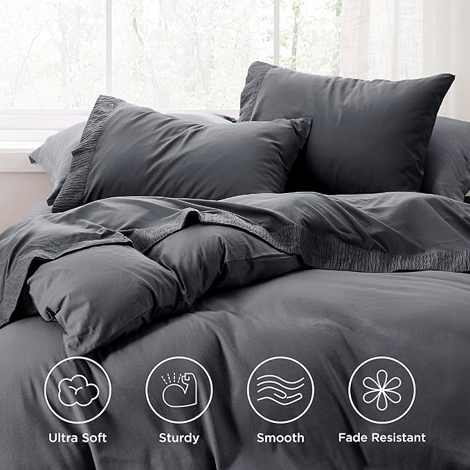 Bedsure King Size Sheets Set - 4 Pieces Soft King Sheets - Breathable  Cooling - Hotel Luxury - Easy Care Polyester Microfiber Bedding for Women, Men, Dark Grey