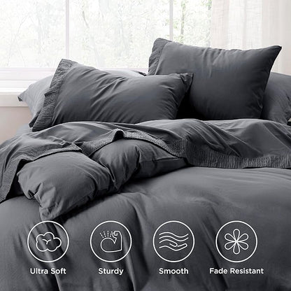 Bedsure King Size Sheets Set - 4 Pieces Soft King Sheets - Breathable  Cooling - Hotel Luxury - Easy Care Polyester Microfiber Bedding for Women, Men, Dark Grey