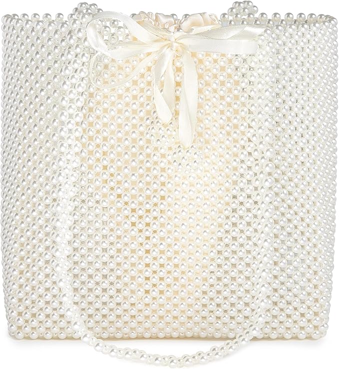 Pearl Purse Tote Bag Shouder Bag For Women Wedding Party Shiny Beaded Bag Travel Bag With Pearl