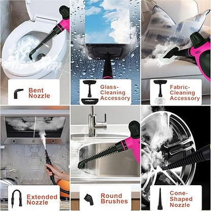 Kiato Handheld Steam Cleaner, 10 in 1 Hand Held Steamer for Cleaning, Portable Pressurized Steamer for Home Use, Bathroom, Mini Steam Cleaners for Upholstery Furniture Sofa Couch Floor Tile Grout