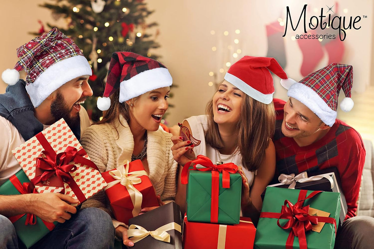 Christmas Hat with Glitter Xmas Santa Holiday Hat for Teens & Adults