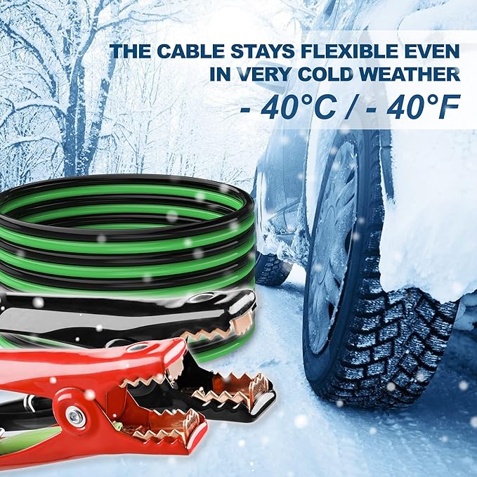 Jumper Cables 4 Gauge 20 Feet with Smart Safety Protector - Heavy Duty Battery Booster Cable with Reverse Polarity Protection, Carry Bag, Safety Gloves and Iron Brush Included(4AWG x 20FT)