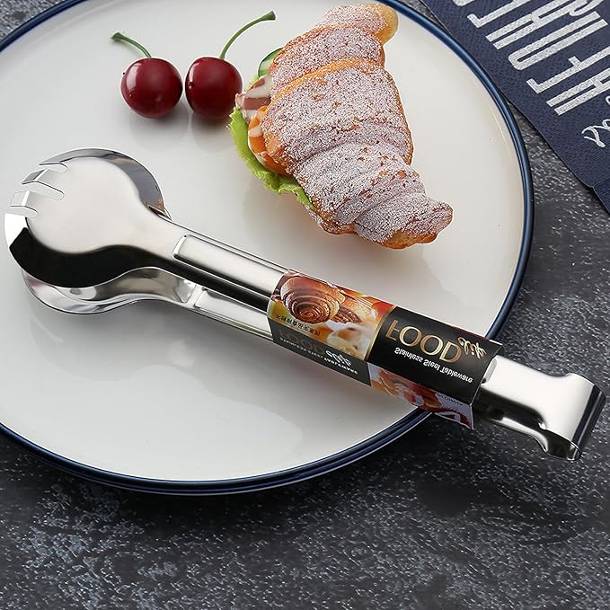 Tongs For Cooking - Heat Resistant 600 Degrees Stainless Steel Kitchen Tong,Heavy Duty Metal Locking Tongs - Perfect for Food,Salad and BBQ set of 2(Tongs For Cooking(Glove white style)-2 pack)