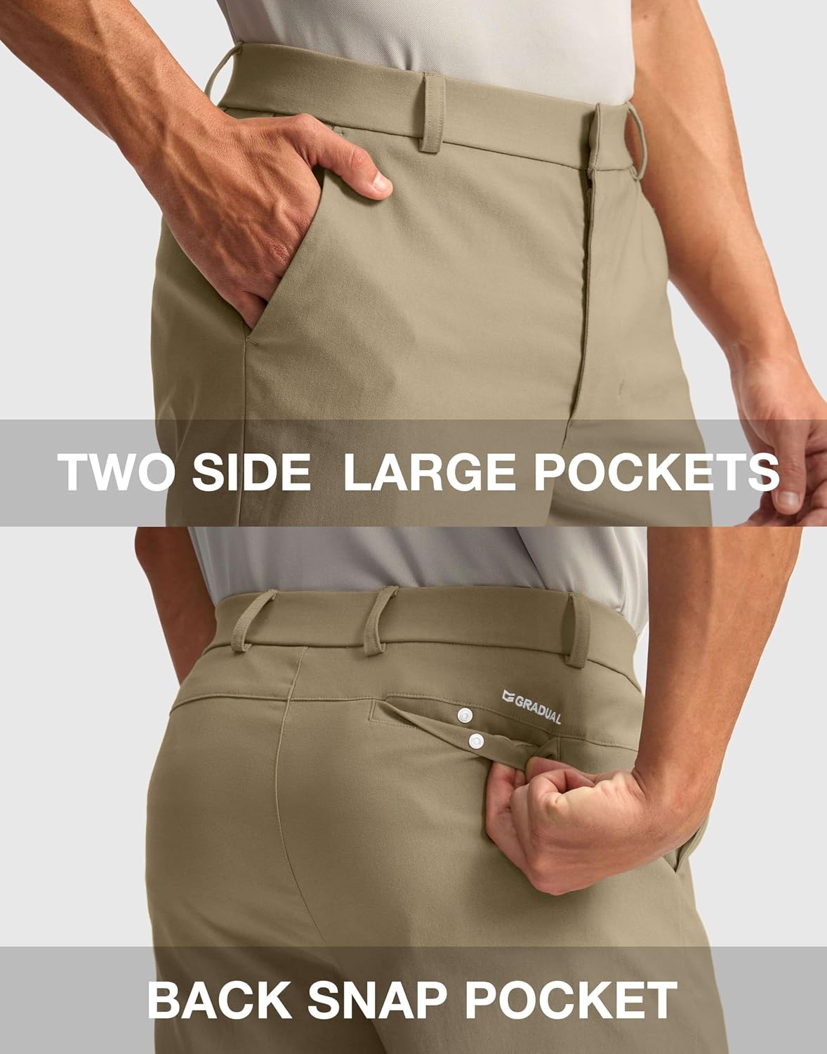 G Gradual Men's Golf Dress Shorts 5"/ 7"/ 9" Stretch Casual Work Flat Front Shorts for Men with 3 Pockets Quick Dry