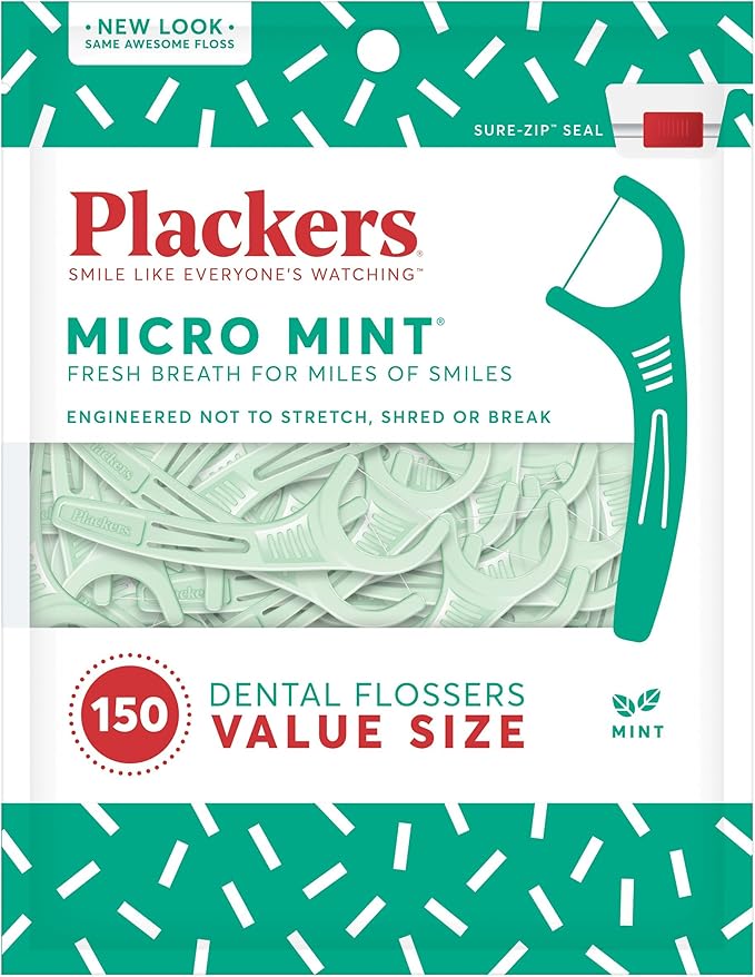 Plackers Micro Mint Dental Floss Picks, 150 Count, 2 Pack