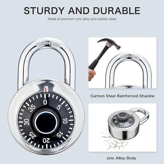 Combination Lock, 2 Packs Keyless Mini Padlock for Gym and School Lockers, Safe Lock with Metal Body and Steel Shackle, Black