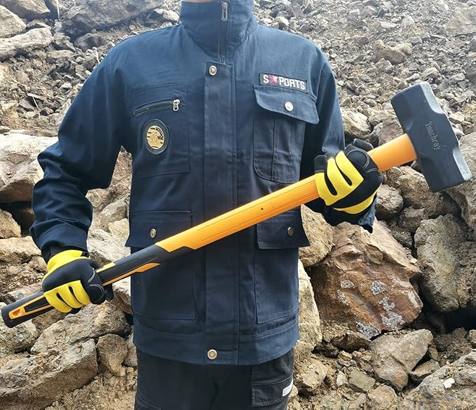 10 LB Sledge Hammer with Heavy Duty Construction, 35-Inch Fiberglass Handle, Overstrike Protection, Textured Grip