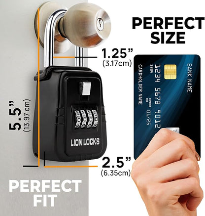 1500 Key Lock Box with Code, Lockbox for Keys Outdoor, Realtor Lock Box for Short-Term Rentals, Holds 5 Keys (1 Pack, Black)