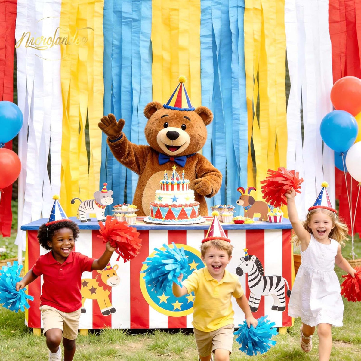 NICROLANDEE Party Streamers Decorations - 8 Rolls Red Blue Yellow Crepe Paper Streamers Tassels Streamer Paper for Birthday Party, Baby Shower, Class Party, Family Gathering Supplies