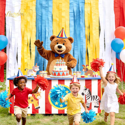 NICROLANDEE Party Streamers Decorations - 8 Rolls Red Blue Yellow Crepe Paper Streamers Tassels Streamer Paper for Birthday Party, Baby Shower, Class Party, Family Gathering Supplies