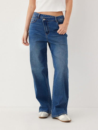 CIDER Women's Wide Leg Jeans Wrap High Waisted Baggy Boyfriend Jeans with Pockets Trendy Denim Pants
