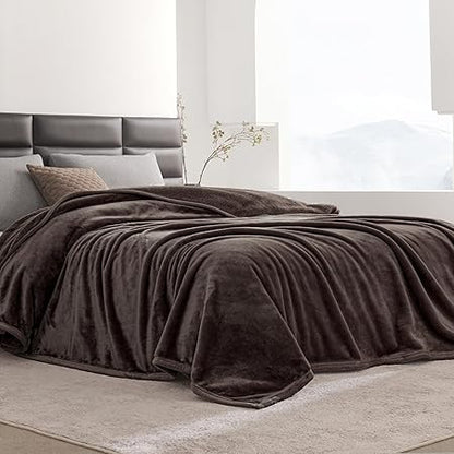 Mellowdy Extra Thick Hearty Plush Flannel Blanket (Peat Brown, 90x90) - 500GSM King Size Warm Blanket for Winter, Fall  Soft, Fluffy, Cuddly, Perfect for Bed, Oversized Throw for Couch, Sofa