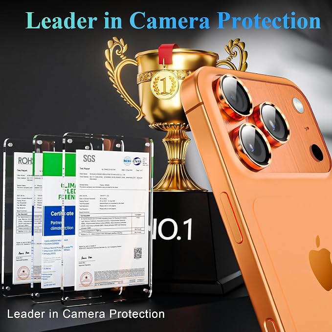 YWXTW Camera Lens Protector for iPhone 16 Pro/iPhone 16 Pro Max, [1 Step Installation Tray] Tempered Glass Screen Protector Metal Individual Camera Cover Accessories Case Friendly (Cosmic Orange-1Pack)
