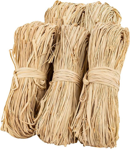 Sukh 6PCS Natural Raffia Ribbon - Raffia Yarn for Gift Wrapping & Crafts Rafia Grass Twine String Wrap, Christmas Halloween Ribbon for Thanksgiving, Easter, Birthday Gift Box, Florist Bouquets
