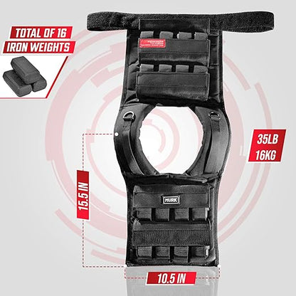 MVRK Weighted Vest Men - Adjustable to fit S-XXL: 18lbs | 28lbs | 35lbs | 45lbs | 65lbs- Weighted Workout Vest With Iron Weights, Heavy Duty Weighted Exercise Vest For Functional Training -Slim Design