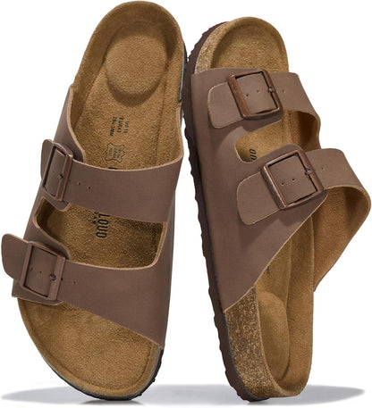 Project Cloud 100% Genuine Leather Mens Sandals - Memory Foam Insole & Cork Footbed Slides for Men Footwear - Non-Slip Summer Sandals for Men & Lightweight Mens Slides (Heritage)