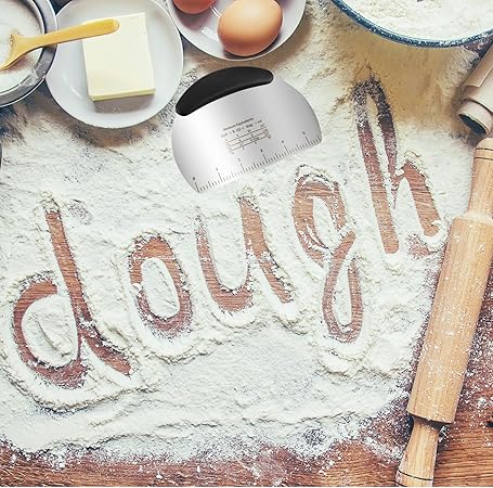 Professional Stainless Steel Dough Cutter and Scraper Combo - 2-in-1 Baking Tool for Bread, Pizza  Pastry  Multi-Use Bench Scraper with Kitchen Utensils Grip (Heavy Duty Dough Tool)