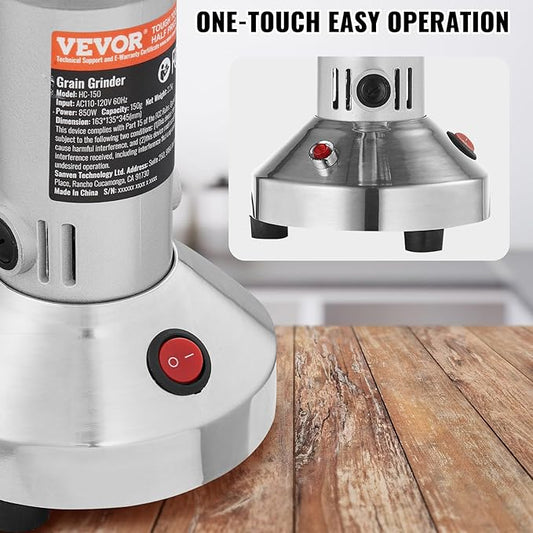 VEVOR 750g Electric Grain Mill Grinder, High Speed 2000W Commercial Spice Grinders, Stainless Steel Pulverizer Powder Machine, for Dry Grains Spices Cereals Coffee Corn Pepper, Straight Type