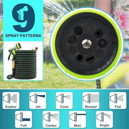 Garden Hose Pipe Spray Gun,High Pressure Anti-Leaking Hose Gun(25FT),9 Adjustable Patterns Garden Hose Nozzle Sprayer with,Suitable for watering plants and lawns,Green,50FT