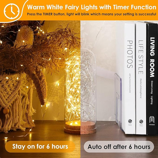 Mlambert 3 Pack 33FT Fairy Lights Battery Operated with Remote and Timer, Waterproof Dimmable 8 Modes 100 LEDs Twinkle Lights for Indoor Outdoor Decor