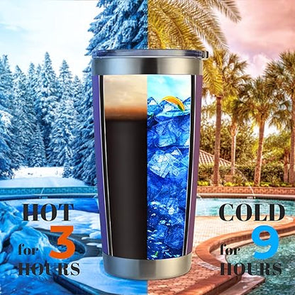 DOMICARE 20oz Stainless Steel Tumbler Bulk with Lid, Double Wall Vacuum Insulated Travel Mug, Powder Coated Coffee Cup (Powder Purple, 1)