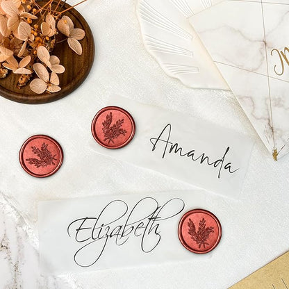 25Pcs Wax Seal Stickers Handmade Envelope Seals Self Adhesive Wax Stickers for Wedding Party Invitations, Envelope, Gift Wrap, Christmas(Rosemary Style, Red Wax)