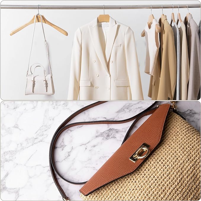 uxcell Purse Strap, Leather Adjustable Replacement Strap for Women's Crossbody Handbags Bag, 0.6" Wide, 41-51" Long (White)