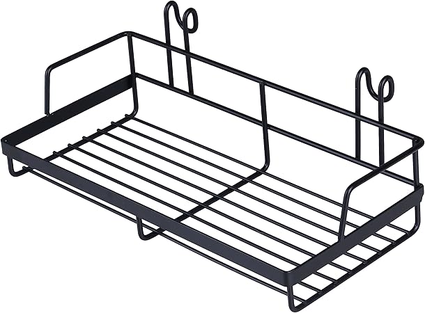 Kaforise Hanging Basket for Wire Wall Grid Panel, Multi-Function Wall Storage and Display Basket, Small Size, Black Painted