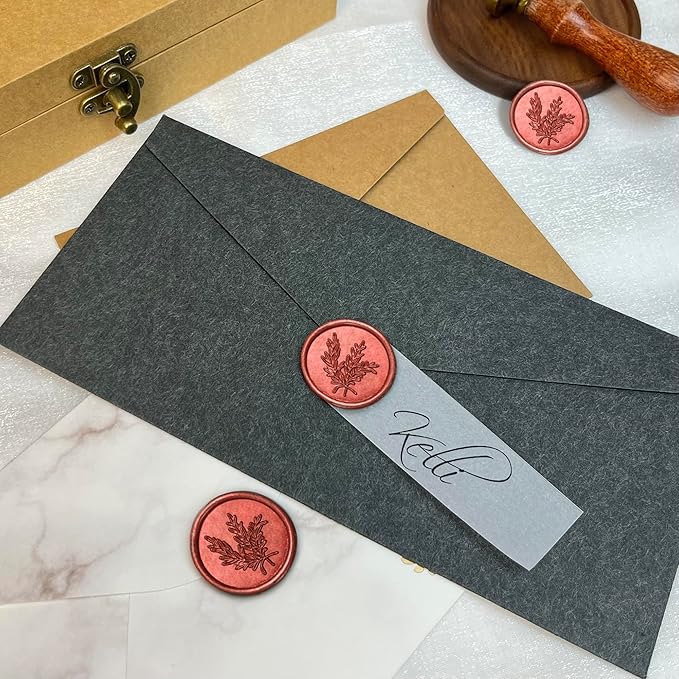 25Pcs Wax Seal Stickers Handmade Envelope Seals Self Adhesive Wax Stickers for Wedding Party Invitations, Envelope, Gift Wrap, Christmas(Rosemary Style, Red Wax)