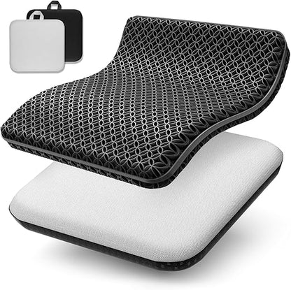 Seat Cushion, Gel Seat Cushion, Breathable Cool Suitable as Office Chair Cushion, Car Seat Cushion, Wheelchair Cushion, Large Size, Strong Support, Relieve Sciatica and Backache, 2 Anti-slip Covers1