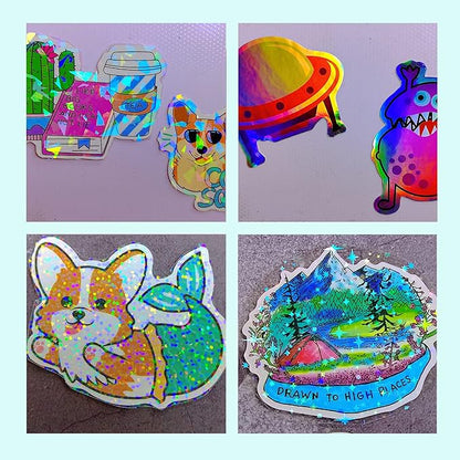 20 Sheets Stars Holographic Sticker Paper A4 Size Rainbow Laminating Film Holographic Self-Adhesive Laminted Film