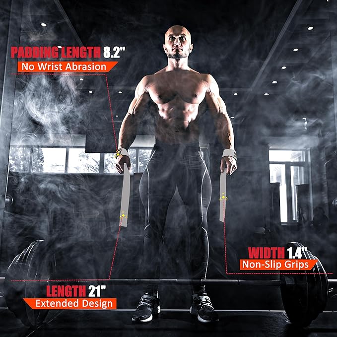 ihuan Wrist Straps for Weight Lifting - Lifting Straps for Weightlifting  Gym Wrist Wraps with Extra Hand Grips Support for Strength Training  Bodybuilding  Deadlifting