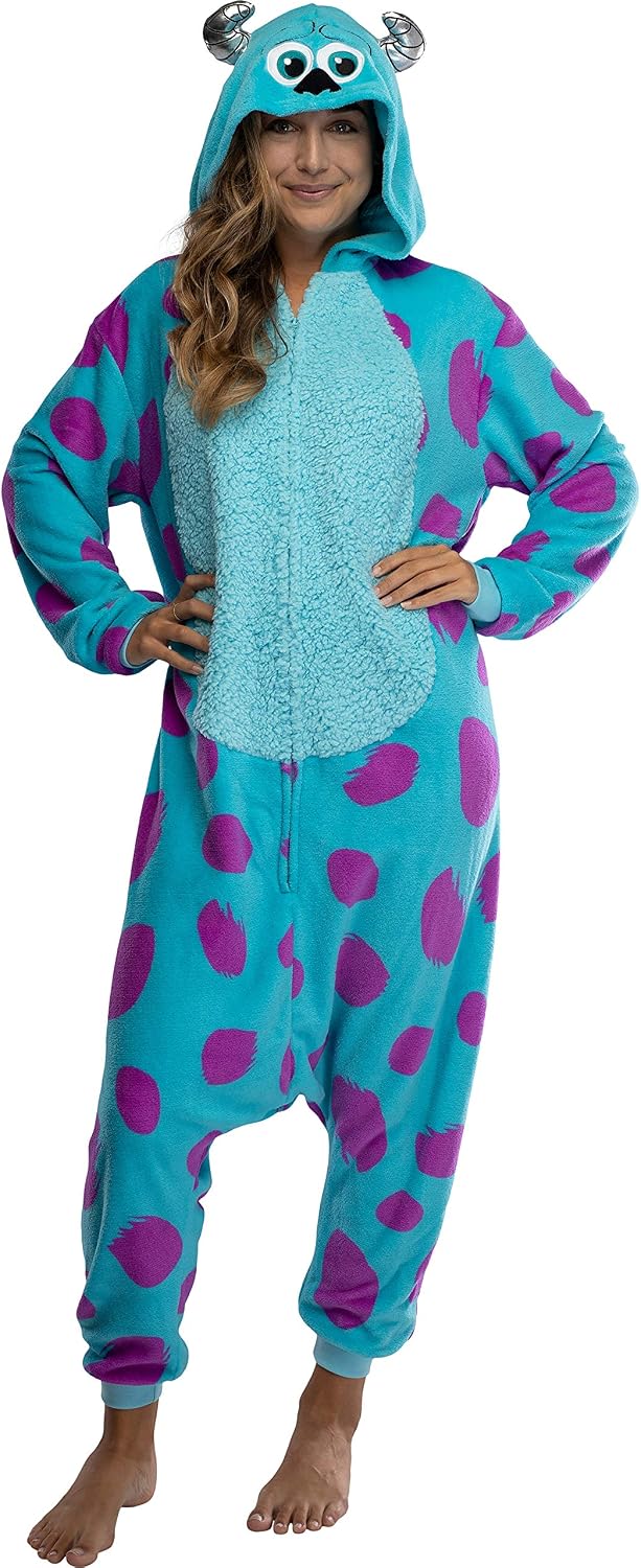 Disney Monsters Inc. Adult Sulley Kigurumi Sherpa Fleece Cosplay Costume One Piece Union Suit