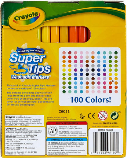 Crayola Super Tips Marker Set (88ct), Fine Point Washable Markers, Drawing Markers for Kids & Adults, Create Thick & Thin Lines, Art Supplies, Ages 3+. ( Open Box , only 88CT )