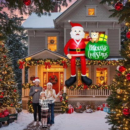 8FT Christmas Inflatable Outdoor Decoration, Climbing Santa Inflatable Outdoor Christmas Blow up Yard Decorations with LED Lights (The Gift List is Detachable and Writable)