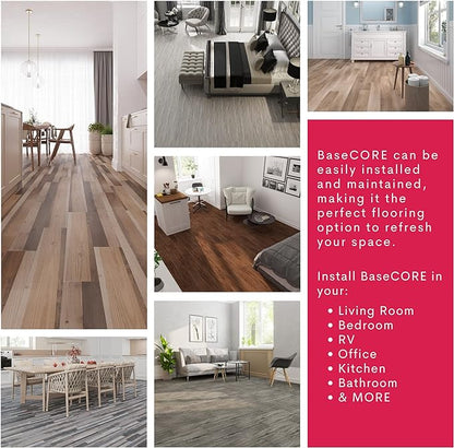 LUCiDA SURFACES Luxury Vinyl Flooring Tiles  Peel and Stick Floor Tile for DIY Installation  12 Wood Look Planks  Chestnut  BaseCore  18 Sq. Feet
