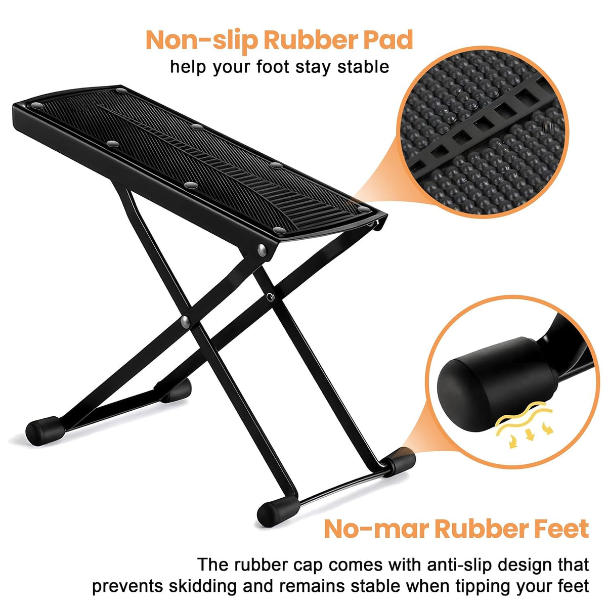 Foldable Foot Rest, 6-Height Adjustable Spa Foot Stand, Non-Slip Sturdy Foot Care Stand for Easy Home Pedicures, Beauty Pedicure Stool Tool
