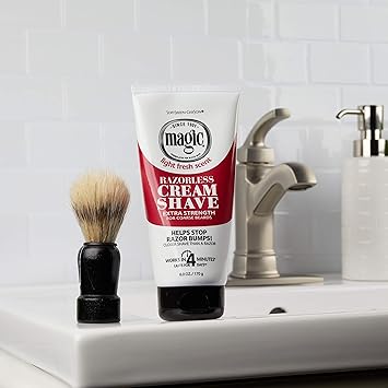 SoftSheen-Carson Magic Razorless Shaving Cream, Hair Removal Cream for Body Hair, Extra Strength Depilatory Cream, Works in 4 Minutes for Coarse Hair, 6 oz