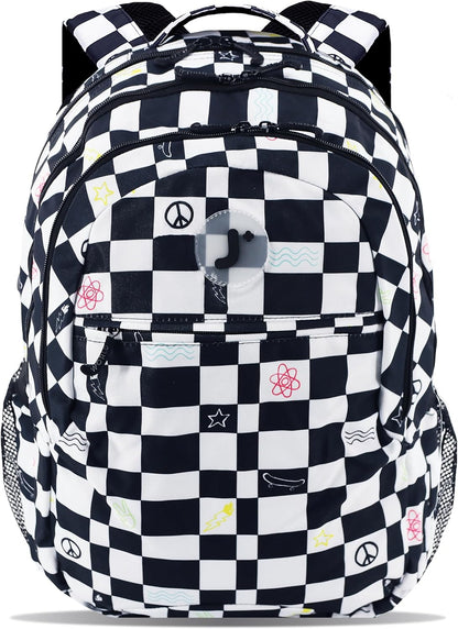 J World Cornelia Middle School Backpack for Kids. Student Laptop Bookbag, Icon Checkers