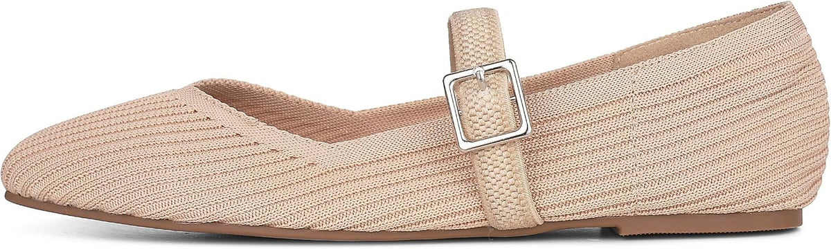 Flats for Women Square Toe Ballet Flats Shoes Comfortable Dressy Knit Flats for Women Arch Support Slip On Washable Casual Office Shoes