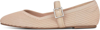 Flats for Women Square Toe Ballet Flats Shoes Comfortable Dressy Knit Flats for Women Arch Support Slip On Washable Casual Office Shoes