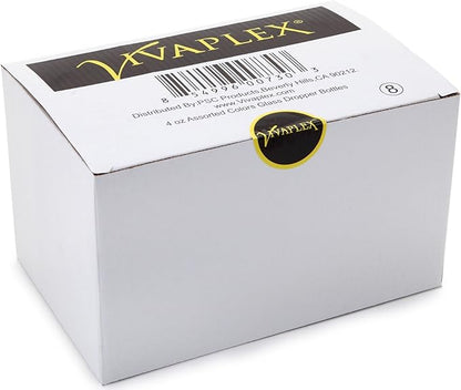 Vivaplex, 8, Assorted Colors, 4 oz Glass Bottles, with Glass Eye Droppers