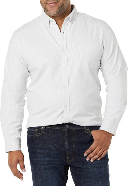 Essentials Men's Slim-Fit Long-Sleeve Stretch Oxford Shirt with Pocket
