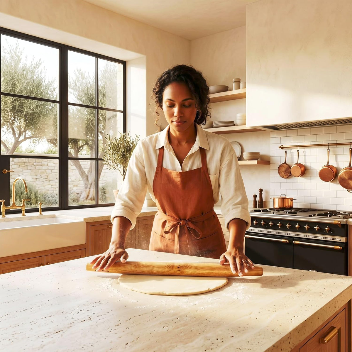 French Rolling Pin – 18 Inch Wooden Dough Roller for Baking Pizza, Pie Crust, Cookies & Pasta | Essential Kitchen Tool & Gift for Bakers, Chefs & Home Cooks