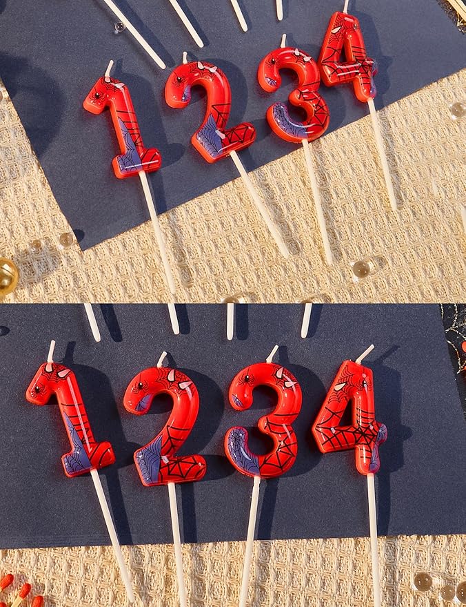 Gezan Spider Themed Birthday Candles Number Candles Happy Birthday Cake Toppers Advent Candle Web Candles for Boy Girl Spider Party Decoration Supplies Birthday Halloween Party(Number 2)