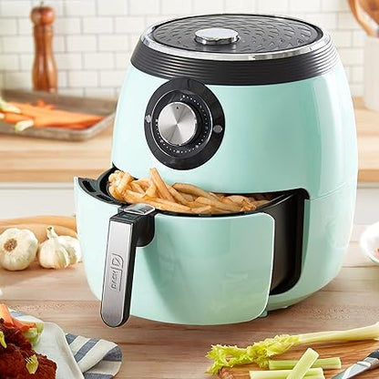 DASH Deluxe Electric Air Fryer  Oven Cooker with Temperature Control, Non-stick Fry Basket, Recipe Guide  Auto Shut Off Feature, 1700-Watt, 6 Quart - Aqua