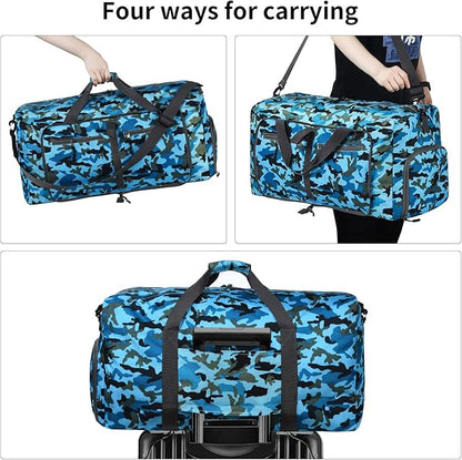 Dimayar 65L Travel Duffle Bag - Foldable Duffel Bag with Shoes Compartment - Overnight Bags Waterproof  Tear Resistant