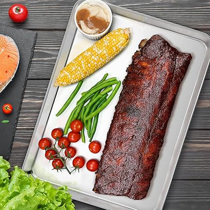 E-far Cookie Sheet with Rack Set, Half Sheet Baking Pan for Oven Cooking, 18x13 Stainless Steel Rimmed Tray with Wire Cooling Rack for Roasting Broiling Bacon Meat Steak - Dishwasher Safe